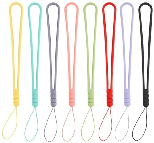 8Pcs Silicone Cell Phone Lanyard Set with Colourful Elastic Wrist Straps, Universal Anti-Lost Hanging Rope for Outdoor Mobile Phones and Cellphone Pendant Accessories