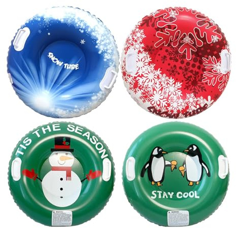 Aufblasbare Schlitten Für Erwachsene Kinder 80x80x25cm Snow Tube Reifen Schneereifen Rutschreifen Mit Griffen PVC Kratzfest Frostbeständig Rodel Reifen Schneereifen Rutschreifen Für Wintersport