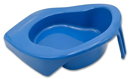 Bedpan for Men & Women with Handle, Portable Commode Toilet Aid for Bedbound & Elderly Patients, Portable with Handle Easy Clean Bed Urinal for Home, Hospital & Post Surgery Care, Blue