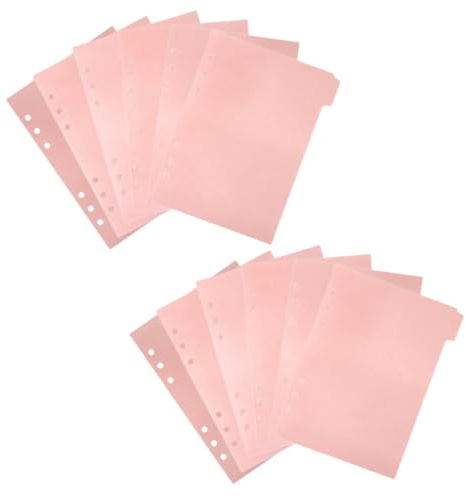 ULTECHNOVO Separadores de Carpeta de Índice Rosa de Pp con Pestañas Desmontables, 2 Juegos de 6 Hojas para Presentaciones y Reportes, Diseño Creativo y Funcional para Cuadernos