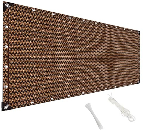 MAODUZI Balkonfächer Ohne Bohren 120x800cm, Balcony Fence Cover UV Schutz Sichtschutz Terrasse Verschiedene Abmessungen für Balkongeländer Terasse Gärten - Braun