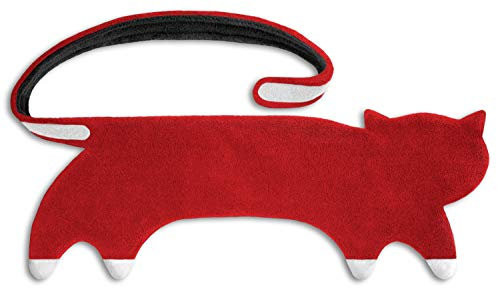 LESCHI Wärmekissen - 10 Kammer Körnerkissen zum Umbinden - Tier Katze Rot - anschmiegsames Getreidekissen mit Bio Weizen - ideal als Wärmespender im Winter und für den Bauch Rücken Unterleib