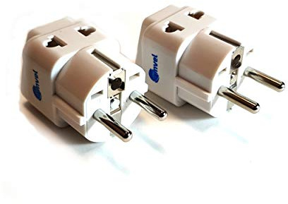 European Adapter, Travel Adapter 2 Pack European Power Adapter Schuko Plug Adapter,Universal Plug Adapter for Germany France Denmark Iceland Netherlands Finland Russia Greece Spain etc Tmvel