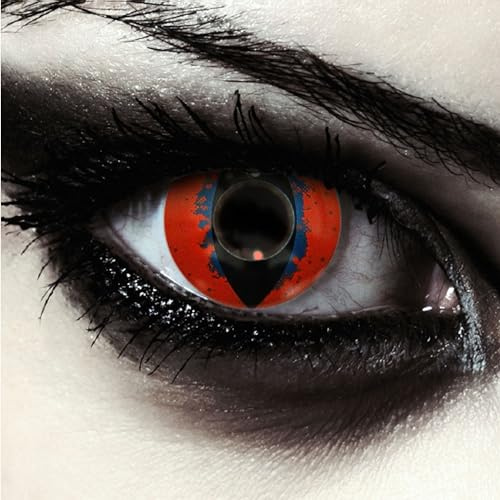 DESIGNLENSES lentilles de couleur rouge pour halloween costume de serpent, 1 paire (2 pcs), yeux de chat sans correction + étui à lentilles Death Dragon
