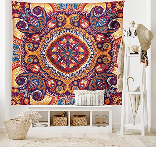 ABAKUHAUS motif cachemire Tapisserie, Tapis de fleurs, Décoration murale en tissu pour chambre à coucher salon dortoir, 230 x 140 cm, Rubis