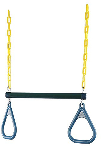 Wakects Gymnastikschaukel mit Ringen, Trapez aus Stahl mit Kunststoffringen mit verstellbarem Seil für Kinder