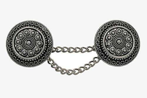 silber antik Knöpfe mit Kette Kettenknöpfe auffälliges Design 22mm, Kette 50mm Verschluss Jacke