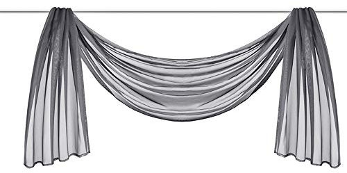 Nicole Knupfer 1er-Pack Querbehang Transparente Voile Schals Deko Einfarbige Gardinen Dekoschals Vorhang für Schlafzimmer Wohnzimmer Hochzeit (55-1 grau,140 * 400cm)