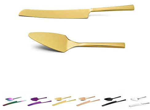 Tortenmesser und Tortenheber-Set für Hochzeitstorten – Goldfarbene Hochzeitsfeiern unverzichtbares Zubehör Must-Have Ideal als Geschenk Verlobungen, Geburtstage Jahrestage