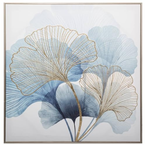 Tableau Toile Murale encadrée imprimée Ginko avec Relief 58 x 58 cm - Atmosphera