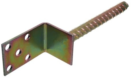 NAJDER Support Poteau en L, Pied de Poteau Fixation Bois, Ancrage en Béton 60 x 60 x 100 mm, Longueur de la Tige: 200 mm, Acier Galvanisé à Chaud, 5 Trous, Très Résistant