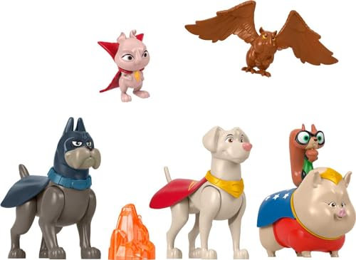 Imaginext Price DC Super Pets HGL00 - DC League of Super-Pets Spielfigurenset, Set mit 6 Figuren und Phantasiespielzubehör, Spielzeug für Kinder ab 3 Jahren