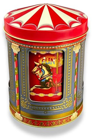 MediMuc Funfair Spieluhrdose - Dose, Gebäckdose, Aufbewahrungsdose, Keksdose, Blechdose - lebensmittelecht - Vol. 0,75l