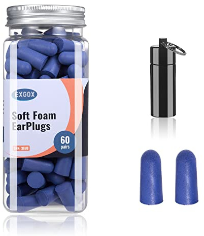 EXGOX Super weiche Schaumstoff-Ohrstöpsel,38dB höchster SNR, 60 Paar,Einheitsgröße,passt praktisch jedem Träger,bequem zum Schlafen,Schnarchen,Lernen,Reisen, Konzerte,laute Geräusche