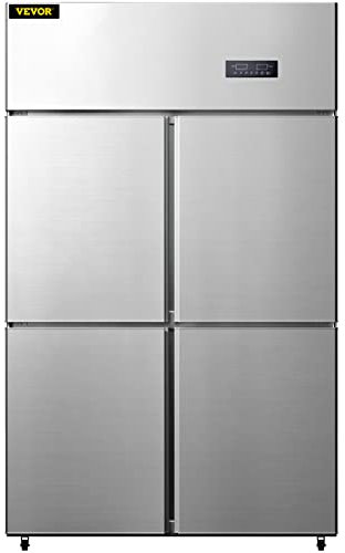 VEVOR Refrigerador Independiente 780 L Gran Capacidad Nevera con Puertas 272 W Nevera y Congelador Independiente 121x70x195 cm Material de Acero Inoxidable, Control de Temperatura Separado 4 Puertas
