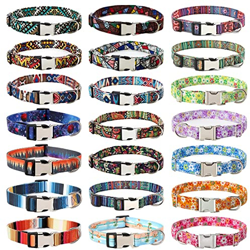 Hundehalsbänder mit Metallverschluss Personalisiertes Hundehalsband mit Name,Handynummer Gravur Blume Muster-Halsband Sommerhalsband