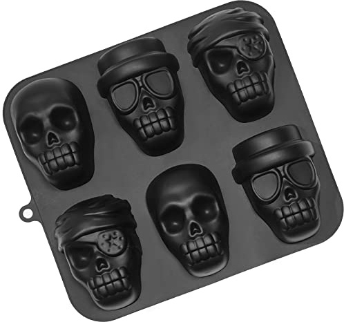 Halloween Baking Skull Cake Pan Molds, Silicone Pirate Cakelet Tin