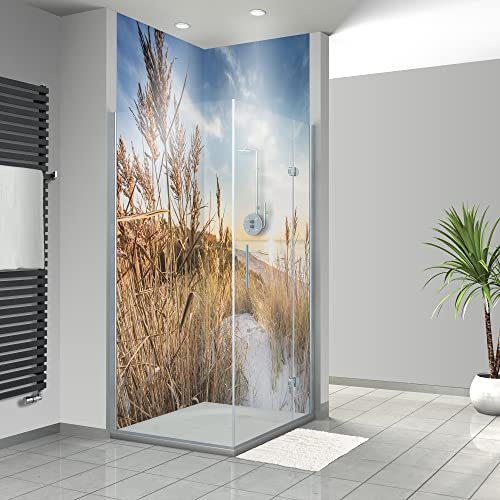 WANDFREUDE individuelle Duschrückwand Aluverbundplatte auf Maß (2 Stück - Düne Sonnenuntergang - Seidenmatt) – Dusche Wandverkleidung Duschwandverkleidung Duschrückwände