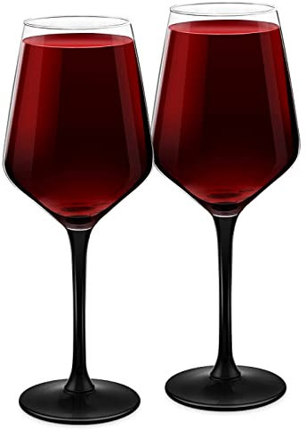 Maverton Rubin 2er Wein Gläser Set 290 ml - Weinkelche mit schwarzem Fuß - Ø 8 cm, H: 20,5 cm - Deko Rotweingläser - Geschenk für Frauen und Männer - Hochzeitsgeschenk - Wine Glass zum Einzug