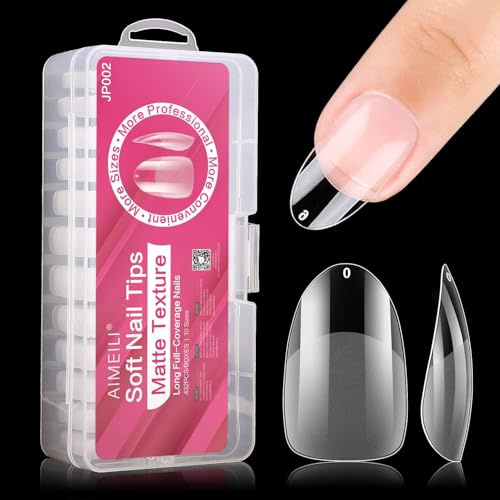 AIMEILI 432 Stück Rund Kurz Fake Nails Transparent Round Oval 12 Größen Künstliche Nägel Zum Aufkleben Acryl UV Gel Nagelspitzen Nail Art Falsche Nägel mit Box - Oval | Soft Gel Nail Tips Full Cover, Fake Nails, Nagelverlängerung Tips, Nageltips für Gelnägel, Home Nagelstudio DIY Nail Art
