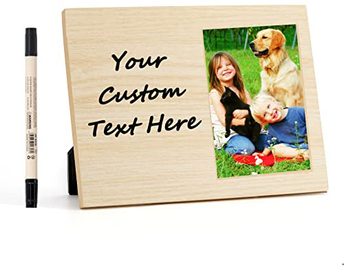 Lnzong Personalized Baby Picture Frame-Ideal Memorial Gift for Baby Friend Couple Family Dog Cat Pet Keepsake Photo Frame, Wood Picture Frame for All 4x6 Photos with Blank Space and Acrylic Cover