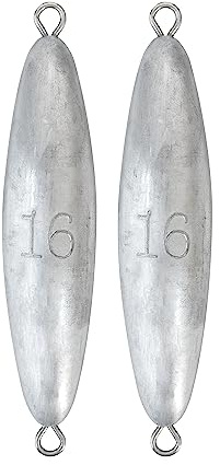 BLUEWING Torpedo Sinker Through Wire Fishing Weight Saltwater Bullet Lead Double Ringed, 16 oz, 2 Pack