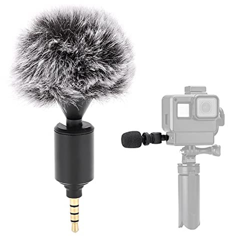 Cyrank Mini Microfono, Microfono a Condensatore Microfono Cardioide Plug And Play da 3,5 Mm per Fotocamera del Telefono Cellulare