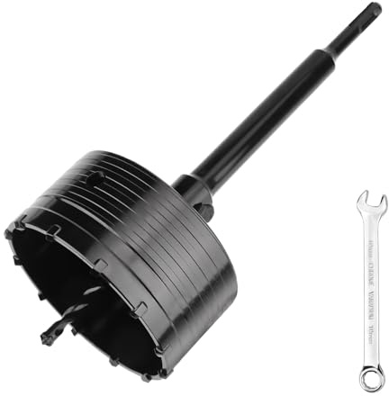 hsawbit Foret pour béton - 100 mm - Avec tige de connexion SDS Plus de 220 mm - Scie-cloche pour maçonnerie - Dents en carbure de tungstène pour béton, ciment, brique, mur, pierre