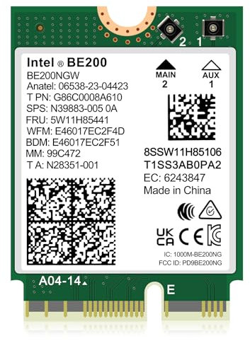 WiFi 7 Wireless Card Intel BE200 NGW, Bluetooth 5.4, 5800Mbps M.2/NGFF Not Support AMD, Only Supports Intel 12th Generation and Above CPUs Windows 10/11 (64bit), Linux