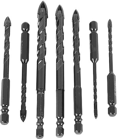 Steinbohrer-Set, 7-teiliges Steinbohrer-Set, Sechskant, 4 Nuten, Hohe Härte, Legierung, Spiralbohrer-Set Mit Aufbewahrungsbox Für Ziegel, Fliesen, Zement, Keramik, Kunststoff
