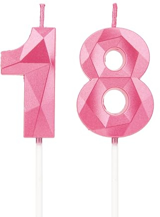 DTXLX Pink Number 18 Birthday Candles Cake Decoration | 18th, Happy, Toppers, for, Parties, Weddings, Company, Anniversaries