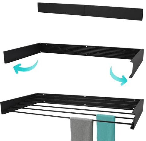 KROMS Wäscheständer Ausziehbar XXL Full Color Schwarz 100cm – 6m Trockenlänge - Wäschetrockner Wand - Wäscheständer Wand