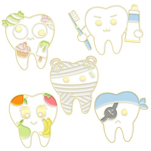 DEARMAMY 5stücke Teiliges Zahn Broschennadeln Lustige Cartoon Lapel Pins Für Damen Kleidung Anstecknadeln Zum Dekorieren Von Anzügen Und Pullovern