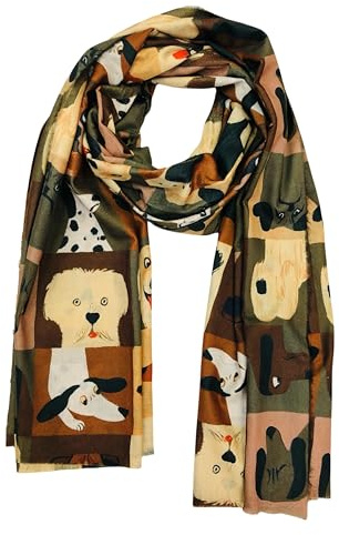 Walniverse Winterschal für Damen mit Hundemotiv | Kuschelig, Geschenkidee für Frauen und Tierliebhaber, Frühling Herbst, 200x70 cm, 215g