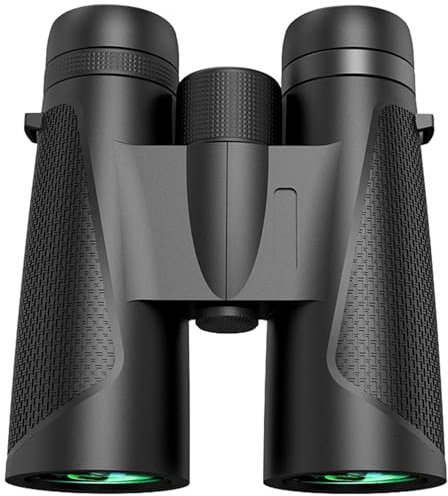 12 x 42 Ferngläser, superhelles Fernglas mit großer Nachtsicht mit schwachem Licht, wasserdichtes kompaktes Jagdglas für Vogelbeobachtung, Jagd, Wandern, Konzerte Schwarz