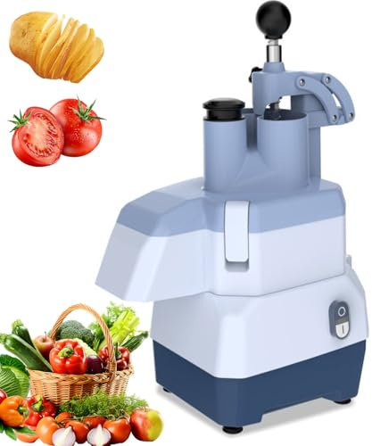 Broyeur Commercial Automatique pour légumes et Fruits, trancheuse électrique de 735 W pour Fruits, oignons, Pommes de Terre avec 4 têtes de Coupe différentes, Double Port d'alimentation, broyeur d