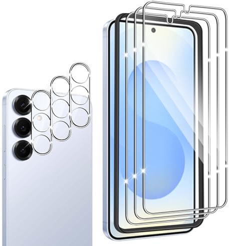 Wayneer Verre Trempé Pour Samsung Galaxy S25 5G, 3+3 Pièces Protection | Vitre Protecteur écran, Protective Camera, 9H Dureté Ultra HD Anti Rayures Film Sans Bulles Avec Outil D'alignement Facile