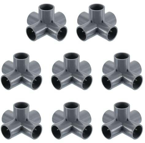 QUARKZMAN Conexiones de PVC de 3/4, 8 piezas Conector de Codo de 5 Vías Conectores de PVC para Muebles Conexiones de Esquina para Suministros de Agua Muebles, Gris
