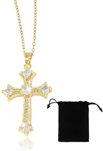 Elegante Kreuzkette 18K Gold Vergoldet - Hypoallergene Modeschmuck für Frauen und Mädchen, Anhänger inklusive, Geschenk