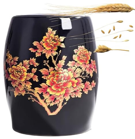 Large Rice Bucket 5KG/10KG/15KG/25KG Food Storage Containers Ceramic Grain Storage Bin Classic Food Dispensers for Rice Beans Grains Small Dry Food(Black,25KG)