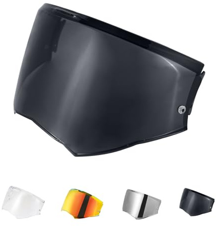 Visière de Casque de Moto pour FF901/Advant X,Visière de Casque de Protection Contre Le Vent Moto,Lentille de Remplacement Visiere Casque Moto(Argent chromé) (Noir)