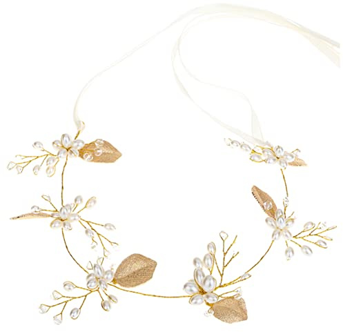 FRCOLOR Diadema Perla Atractiva Joya Diseño de Perlas Decoración Bonita para Fiestas Bodas Novias