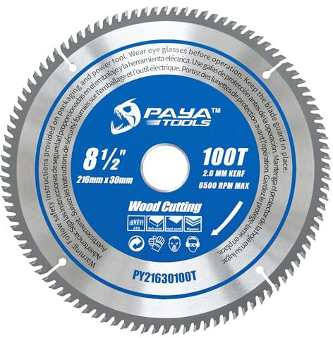 PAYA TCT Kreissägeblatt Ø 216 mm x 30 mm 100 Zähne Kreissäge Zubehör Sägen Heimwerken Schneiden Brennholz Für Paletten, Holz etc. PY21630100T