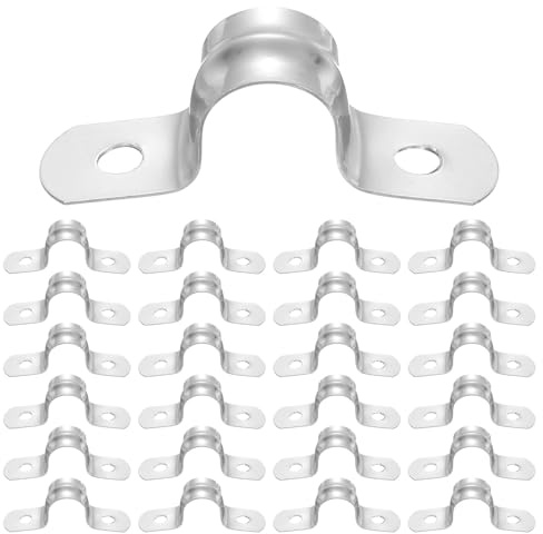 QUARKZMAN 25pcs Abrazadera En U Para Tubo 1/2 (12mm) Abrazadera De Tubo | Con Dos Agujeros, Clip De Tubo En U, Abrazadera Rígida, Acero Inoxidable 304, Para Instalación Fijación