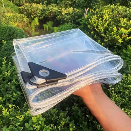 Amunpitic Telone Trasparente Impermeabile 6x1m, Telo PVC Trasparente con Occhielli, Teloni Impermeabili da Esterno per arredo Giardino Piante Serre