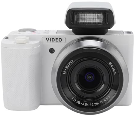 ARTOCT Cámara sin espejo 5K 30fps con pantalla táctil abatible de 3.2 pulgadas, zoom híbrido de 15x, balance de blancos profesional, WiFi, cámara pequeña compacta (blanco)
