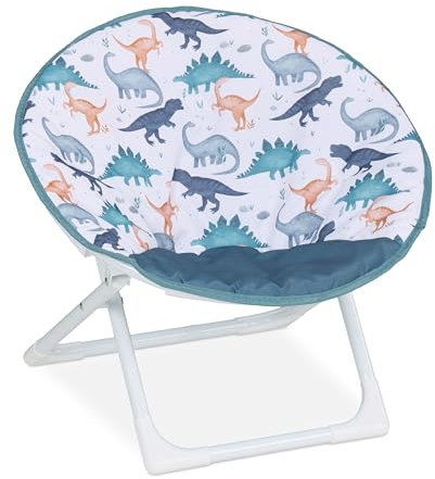 Relaxdays Moonchair Kinder, Dino, faltbar, HxBxT: 47 x 50 x 48 cm, Kinderstuhl draußen & drinnen, Kindersessel, bunt