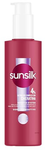 Sunsilk Siero Keratin, Siero Termoprotettore Capelli, con 4% di Ultra Liss Complex con Cheratina, per 72 ore di Capelli Rimpolpati e Ultra Lisci*, Nutre in Profondità, 200 ml