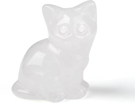 Sahoottie Katzen Deko Bergkristall Katze Figur Weiße Kristalle Steine Katzenfigur Bergkristall Deko Figuren Geschenke für Katzenliebhaber Katze Geschenk Dekoration für Zuhause