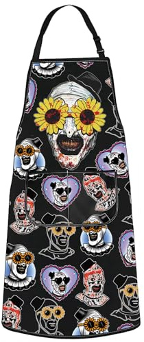 WZMPA Clown Art Glasses Grilling Apron Clown Movie Fan Gift It's Always The Quiet Ones Clown BBQ Apron Sunflower Clown Merch